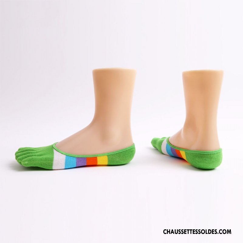 Chaussette Basse Femme Été Cinq Doigts Dame Invisible Anti-off Silicone Jaune