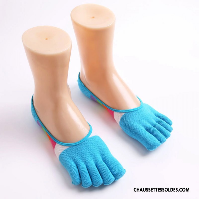 Chaussette Basse Femme Été Cinq Doigts Dame Invisible Anti-off Silicone Jaune