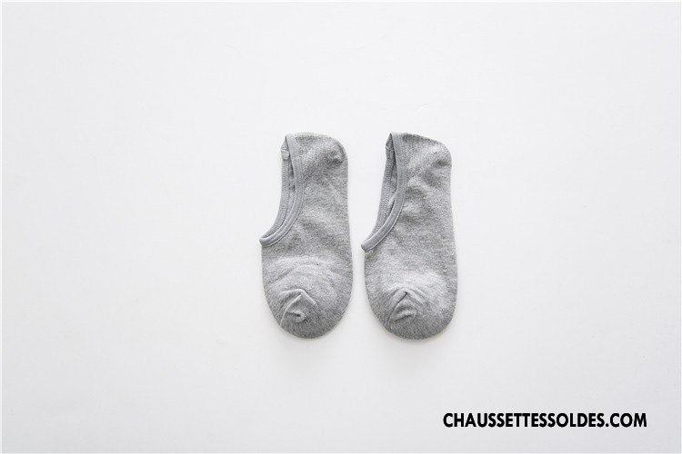 Chaussette Basse Femme Été Coton Bio 100% Coton Invisible Printemps Chaussette Courte Couleurs De Bonbons Pure Gris Clair