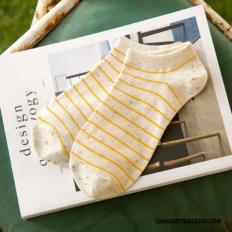 Chaussette Basse Femme Été Coton Bio Nouvelles Arrivées Chaussette Courte Yarn Beige Blanc