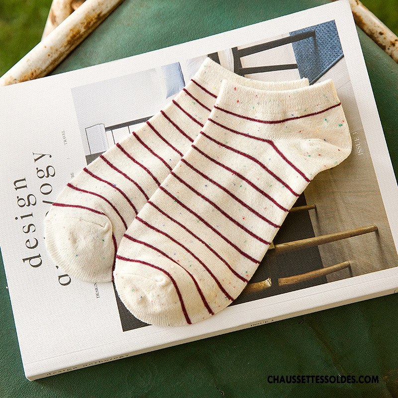 Chaussette Basse Femme Été Coton Bio Nouvelles Arrivées Chaussette Courte Yarn Beige Blanc