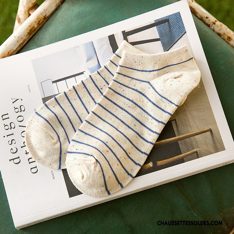 Chaussette Basse Femme Été Coton Bio Nouvelles Arrivées Chaussette Courte Yarn Beige Blanc