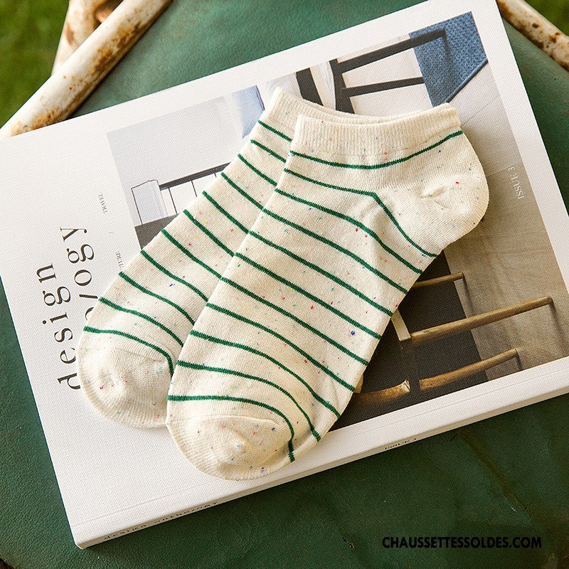 Chaussette Basse Femme Été Coton Bio Nouvelles Arrivées Chaussette Courte Yarn Beige Blanc