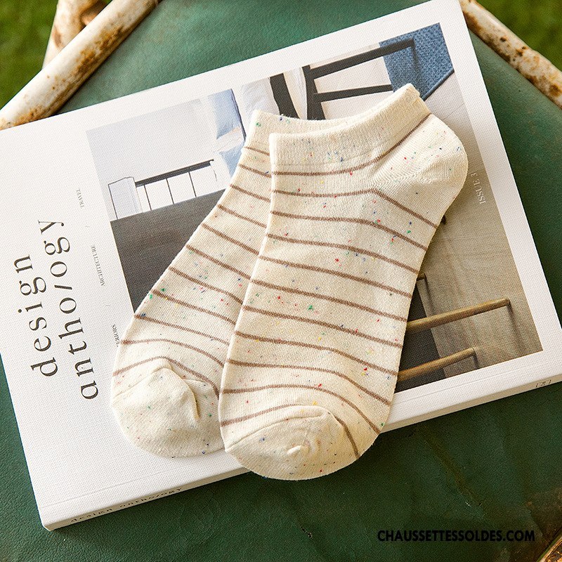 Chaussette Basse Femme Été Coton Bio Nouvelles Arrivées Chaussette Courte Yarn Beige Blanc