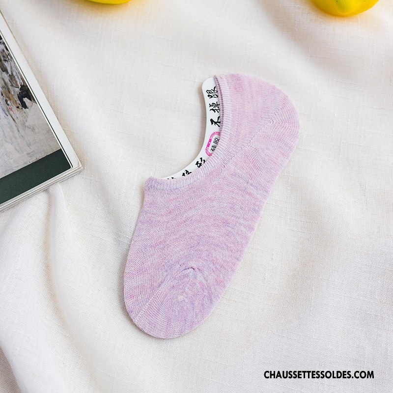 Chaussette Basse Femme Été Dame Silicone Antidérapant Chaussette Basse Coupée Invisible Couleurs De Bonbons Pure Violet Clair