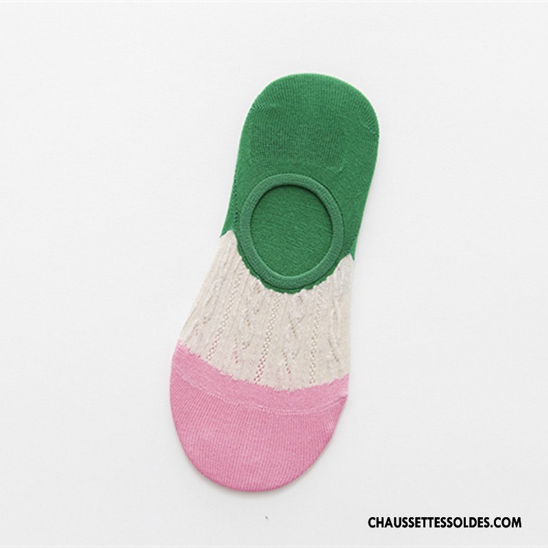 Chaussette Basse Femme Été Fleurs Dame Beige Respirant Invisible Couleurs Mixtes