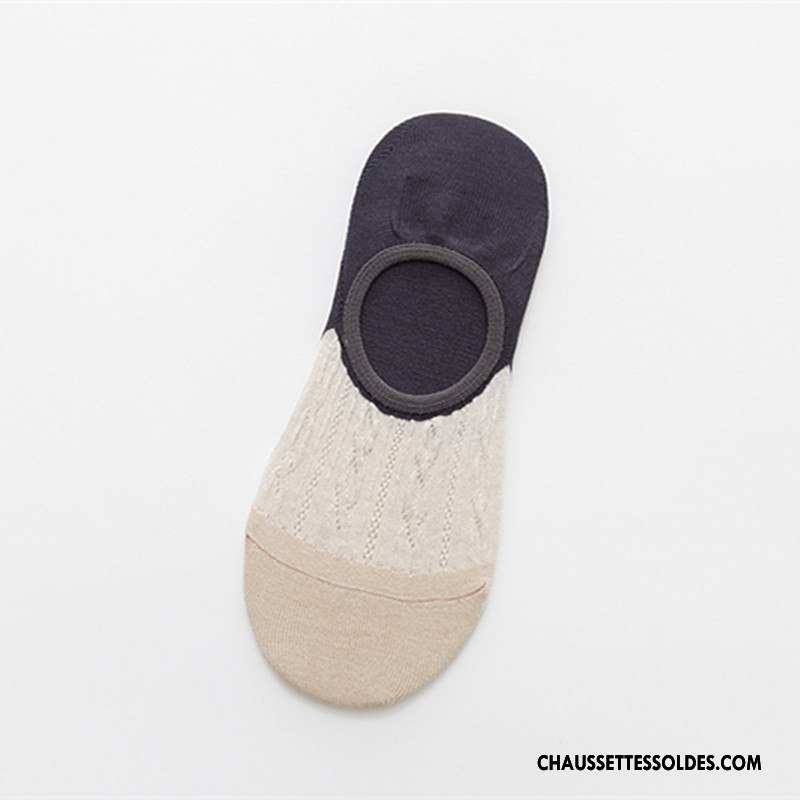 Chaussette Basse Femme Été Fleurs Dame Beige Respirant Invisible Couleurs Mixtes