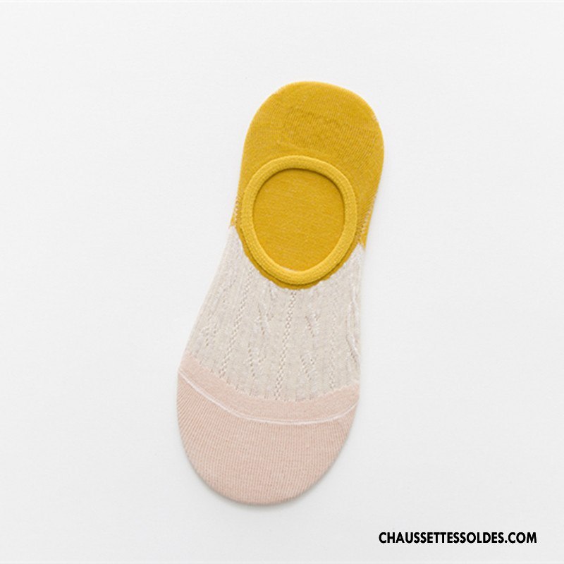 Chaussette Basse Femme Été Fleurs Dame Beige Respirant Invisible Couleurs Mixtes