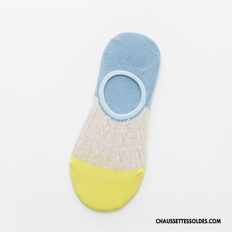 Chaussette Basse Femme Été Fleurs Dame Beige Respirant Invisible Couleurs Mixtes