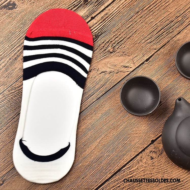 Chaussette Basse Femme Été Le Nouveau Printemps Homme Rayé Chaussette Basse Coupée Couleurs Mixtes Coloré
