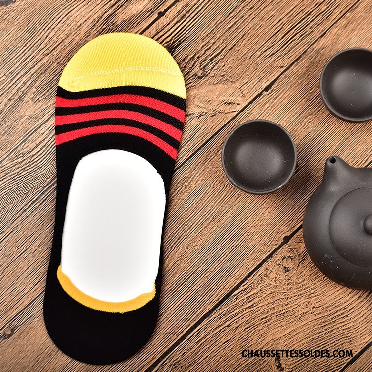 Chaussette Basse Femme Été Le Nouveau Printemps Homme Rayé Chaussette Basse Coupée Couleurs Mixtes Coloré
