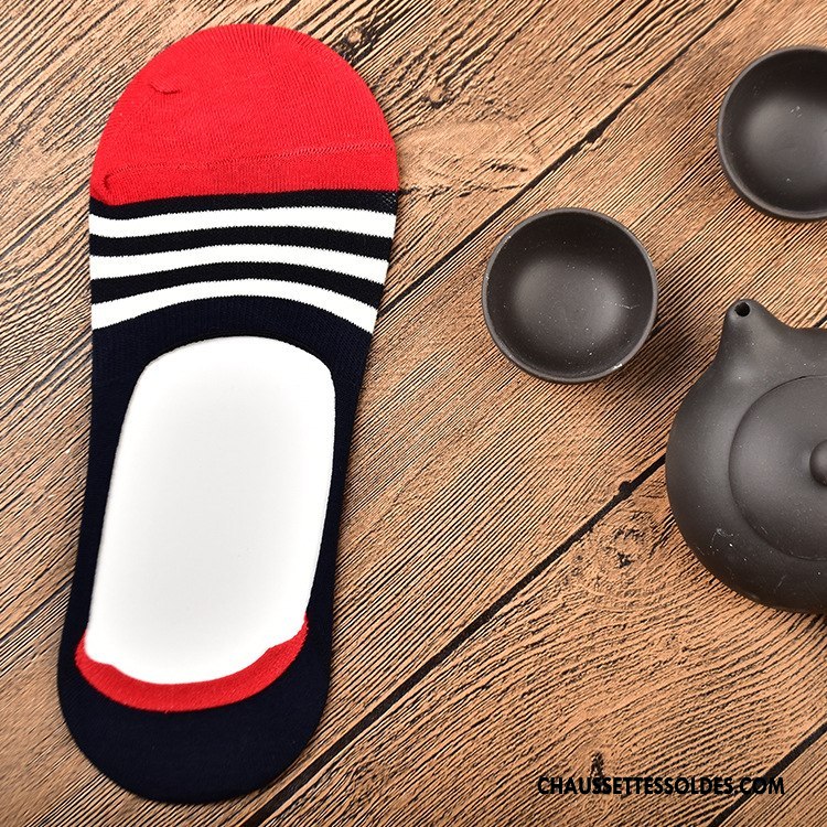 Chaussette Basse Femme Été Le Nouveau Printemps Homme Rayé Chaussette Basse Coupée Couleurs Mixtes Coloré