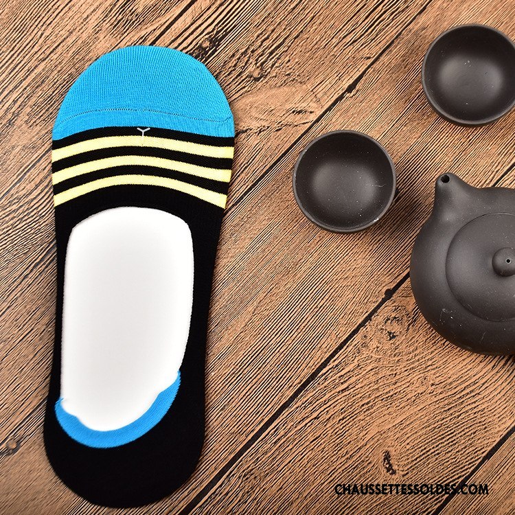 Chaussette Basse Femme Été Le Nouveau Printemps Homme Rayé Chaussette Basse Coupée Couleurs Mixtes Coloré
