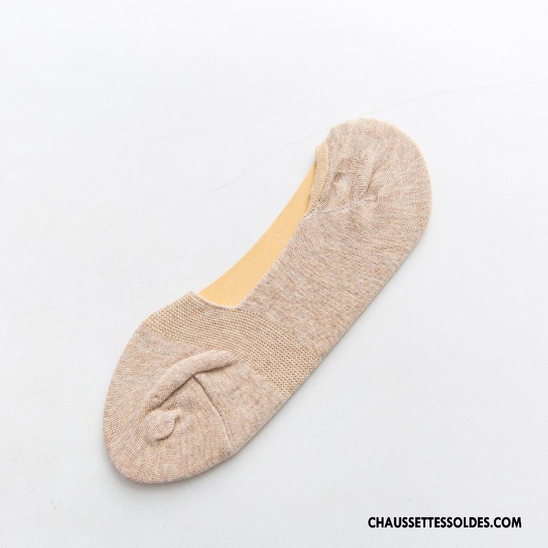 Chaussette Basse Femme Été Matelassé Respirant Invisible Printemps Le Nouveau Pure Jaune Clair