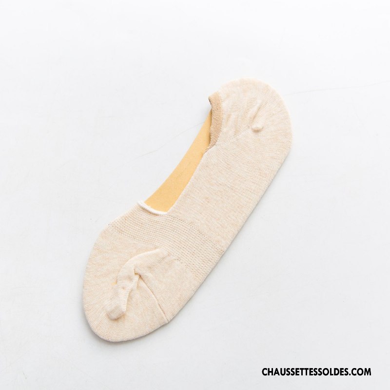 Chaussette Basse Femme Été Matelassé Respirant Invisible Printemps Le Nouveau Pure Jaune Clair