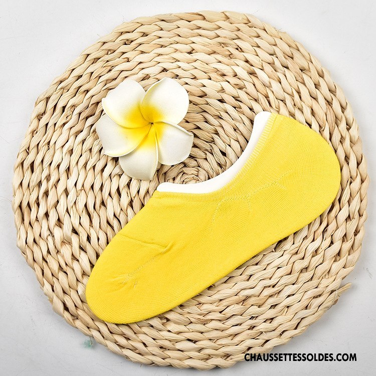 Chaussette Basse Femme Été Silicone Tous Les Assortis Invisible Printemps Chaussette Basse Coupée Pure Rouge