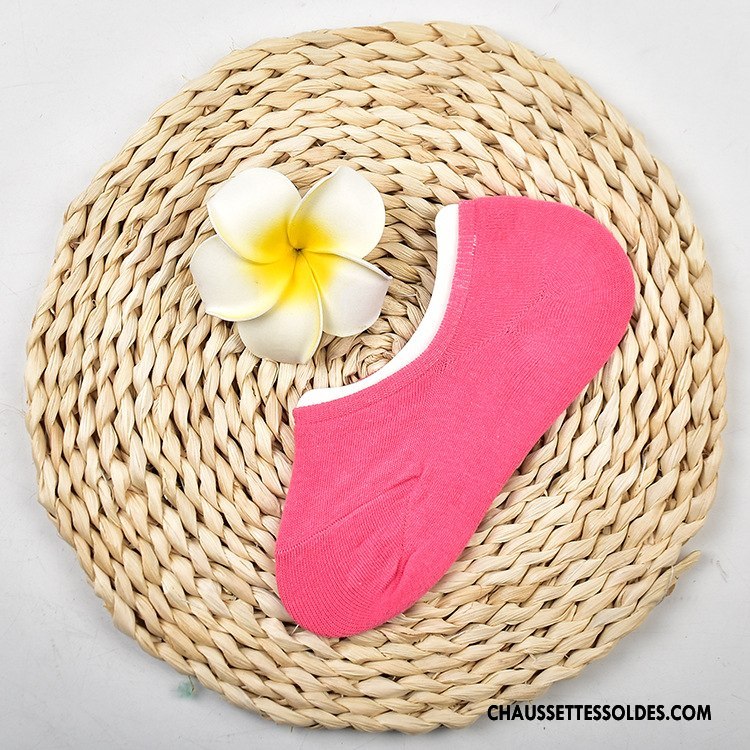 Chaussette Basse Femme Été Silicone Tous Les Assortis Invisible Printemps Chaussette Basse Coupée Pure Rouge