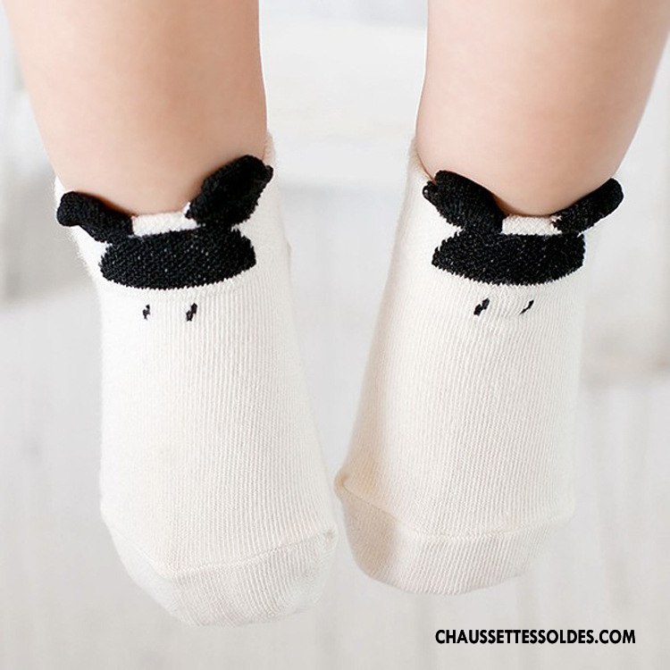 Chaussette Basse Fille Antidérapant Bébé Coton Petit Dimensionnel Dessin Animé Rose