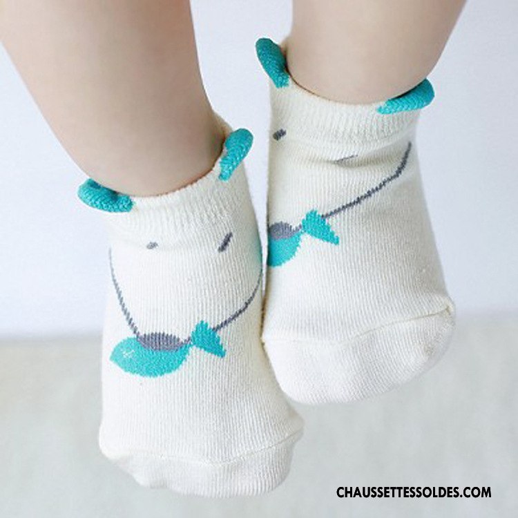 Chaussette Basse Fille Antidérapant Bébé Coton Petit Dimensionnel Dessin Animé Rose