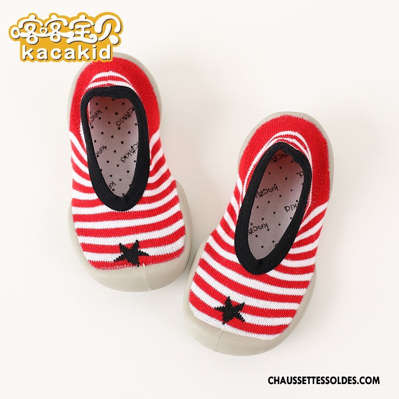 Chaussette Basse Fille Antidérapant Semelle Doux Chaussette Basse Coupée Enfant Bébé Intérieur Rouge