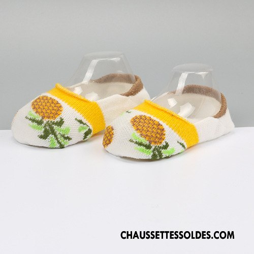 Chaussette Basse Fille Bébé Chaussette Basse Coupée Enfant Printemps Été Antidérapant Blanc