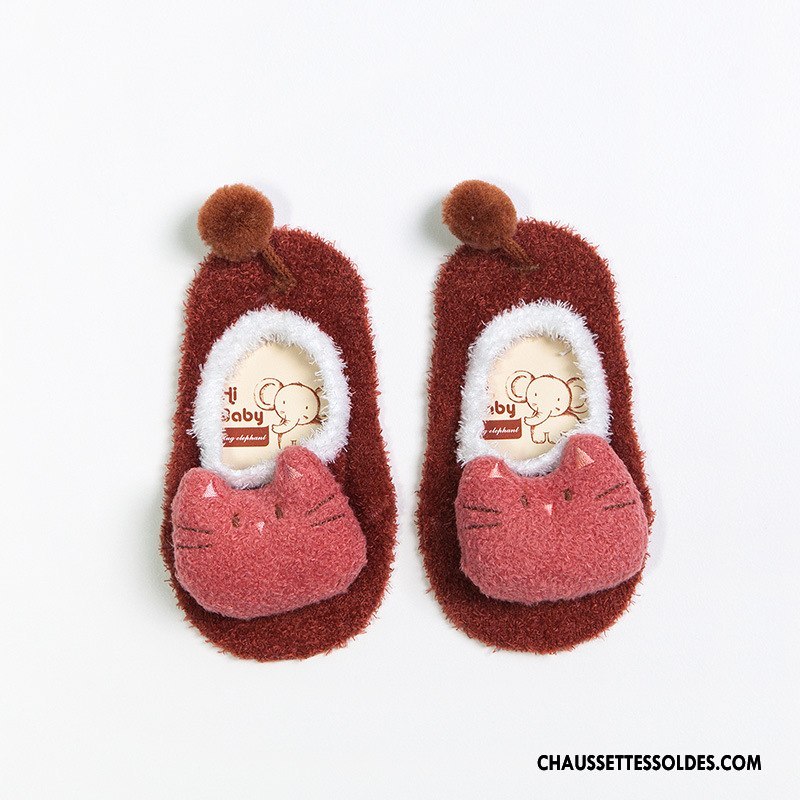 Chaussette Basse Fille Enfant Dessin Animé Printemps Yarn Plume Bébé Rose