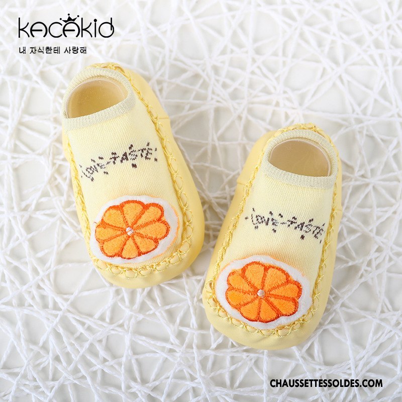Chaussette Basse Fille Enfant Le Nouveau Bébé Antidérapant Fruit Cuir Bleu