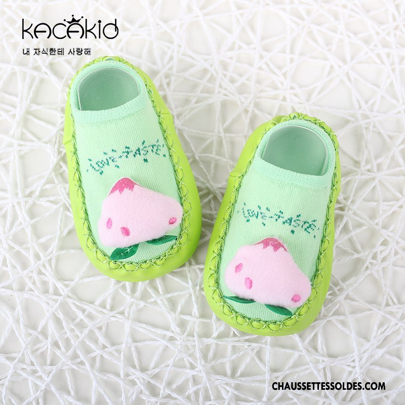Chaussette Basse Fille Enfant Le Nouveau Bébé Antidérapant Fruit Cuir Bleu