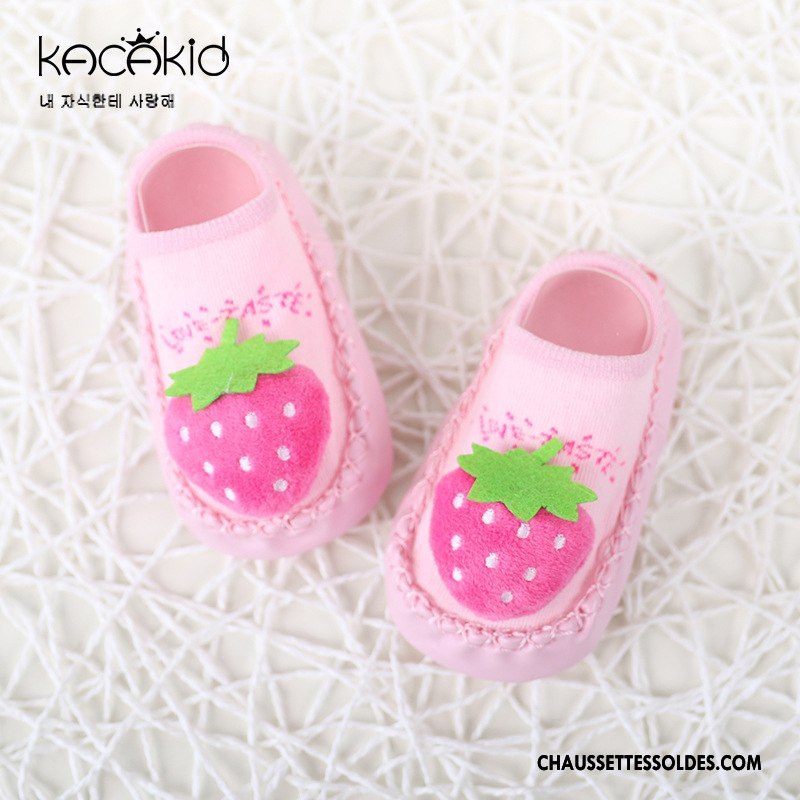 Chaussette Basse Fille Enfant Le Nouveau Bébé Antidérapant Fruit Cuir Bleu