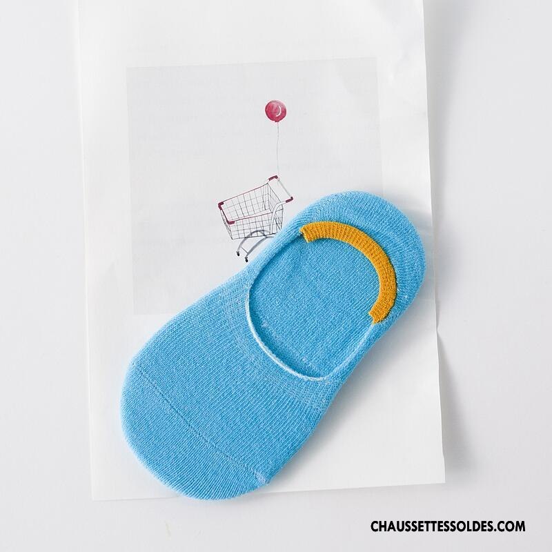Chaussette Basse Fille Matelassé Enfant Silicone Été Coton Bio Invisible Couleurs De Bonbons Bleu