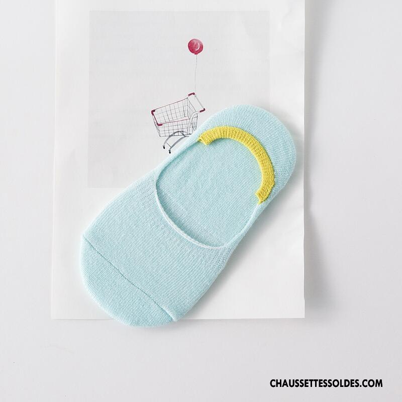 Chaussette Basse Fille Matelassé Enfant Silicone Été Coton Bio Invisible Couleurs De Bonbons Bleu