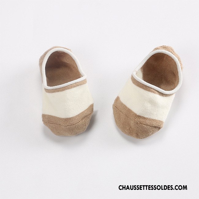 Chaussette Basse Fille Été Invisible Le Nouveau Coton Bio Courte Antidérapant Couleurs Mixtes Jaune