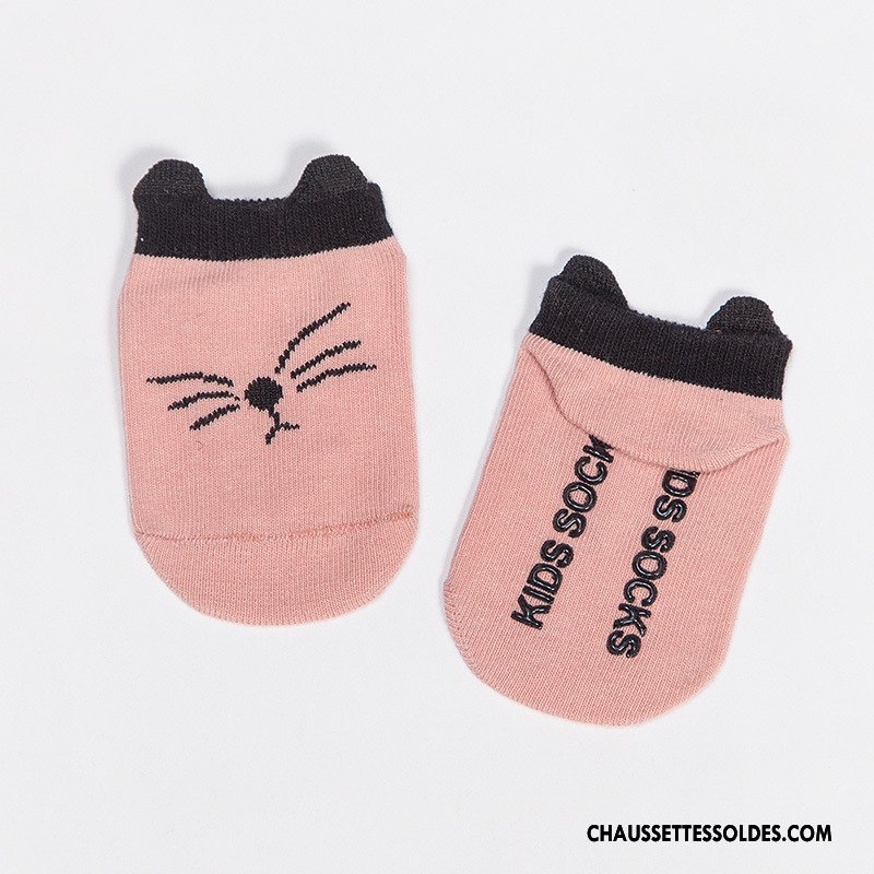 Chaussette Basse Fille Été Matelassé Printemps Le Nouveau Mince Antidérapant Rose