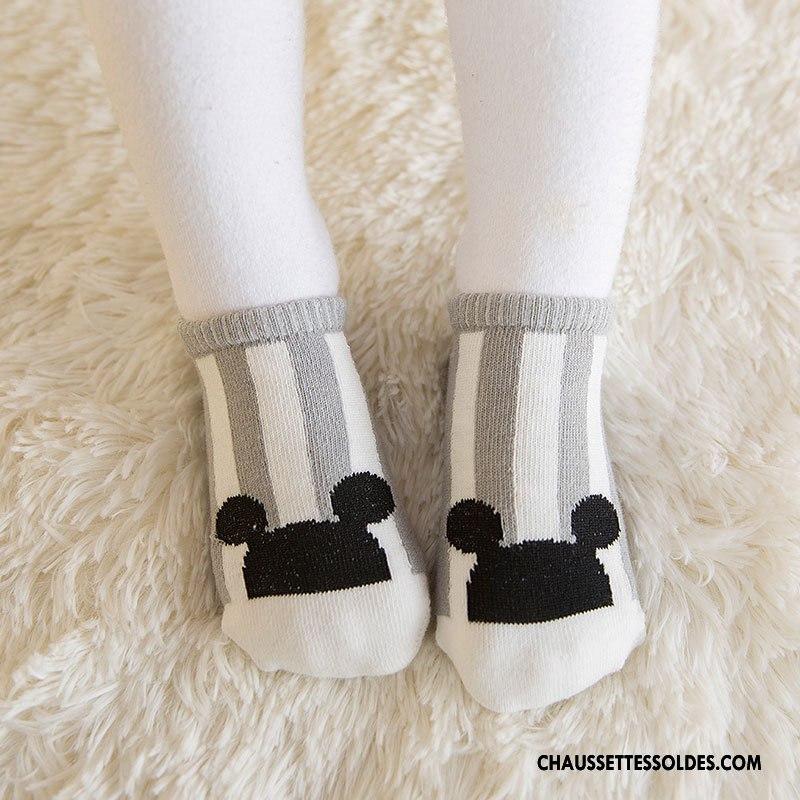 Chaussette Basse Garçon Antidérapant Enfant Bébé Chaussette Basse Coupée Coton Bio Dessin Animé Jaune