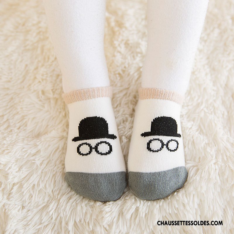 Chaussette Basse Garçon Antidérapant Enfant Bébé Chaussette Basse Coupée Coton Bio Dessin Animé Jaune