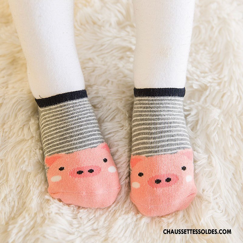 Chaussette Basse Garçon Antidérapant Enfant Bébé Chaussette Basse Coupée Coton Bio Dessin Animé Jaune