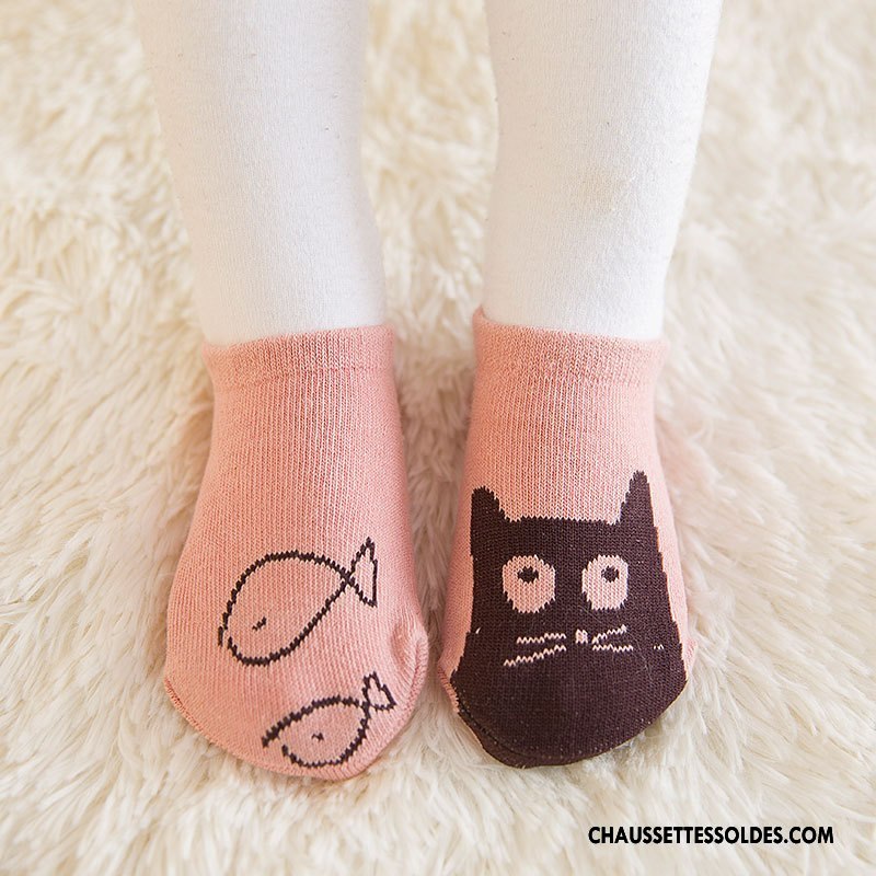 Chaussette Basse Garçon Antidérapant Enfant Bébé Chaussette Basse Coupée Coton Bio Dessin Animé Jaune