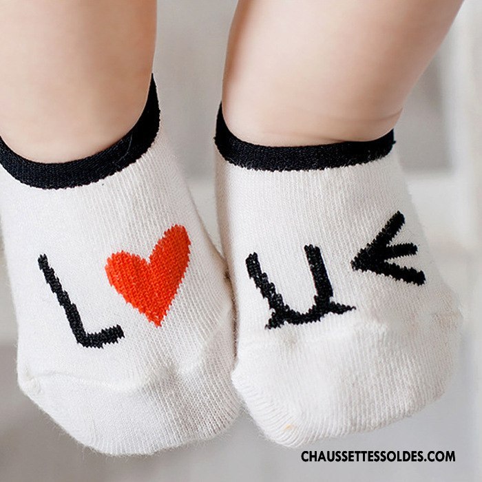 Chaussette Basse Garçon Bébé Été Dessin Animé Enfant Amour Coton Blanc