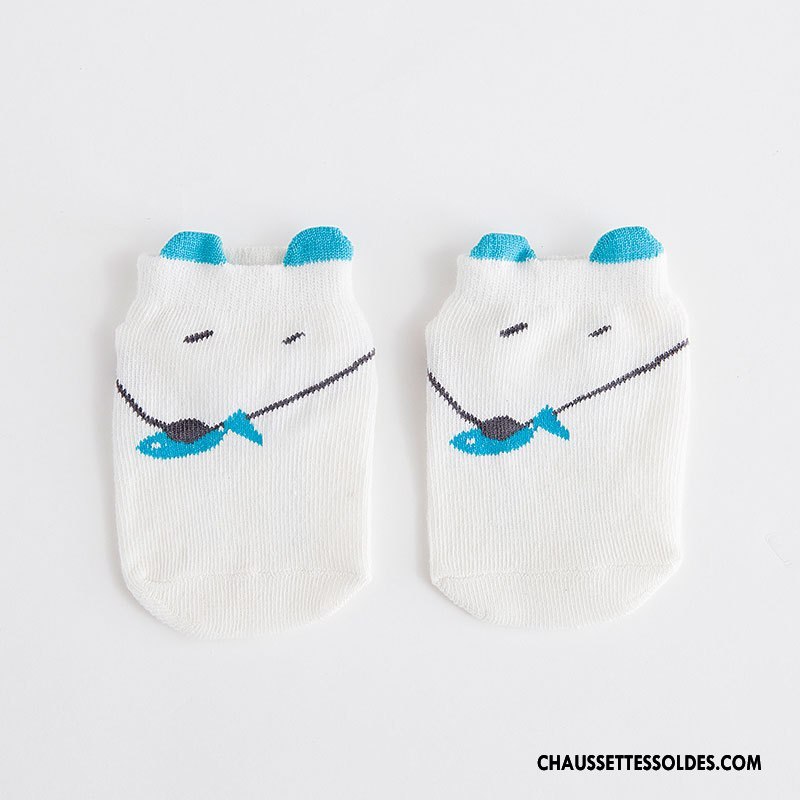 Chaussette Basse Garçon Coton Bio Nouveau Chaussette Basse Coupée Nouvelles Arrivées Bébé Dessin Animé Blanc