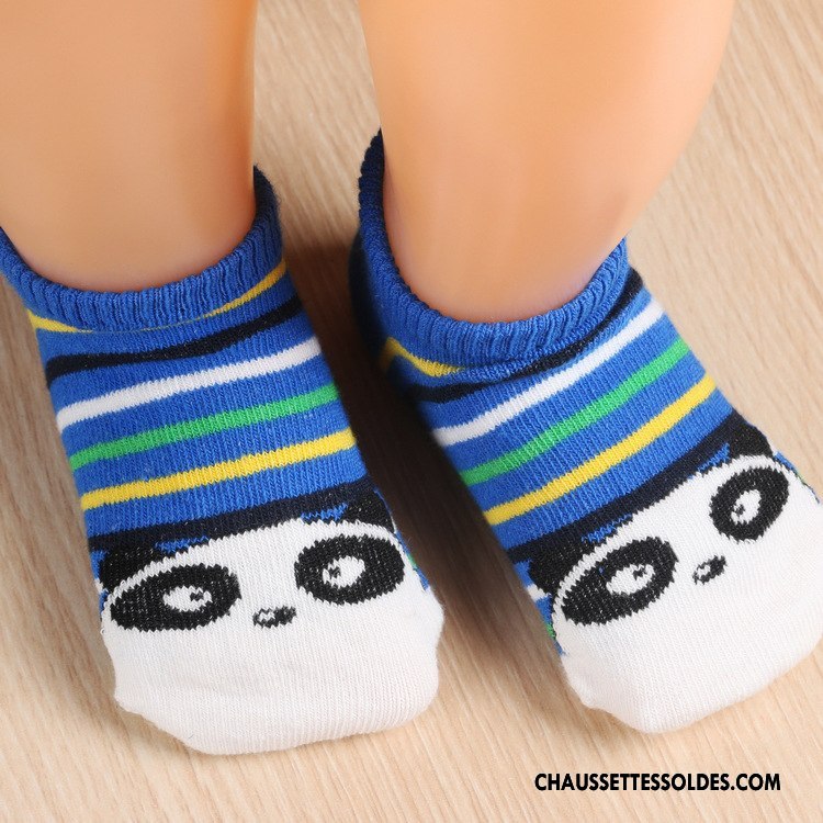 Chaussette Basse Garçon Dessin Animé Invisible Bébé Rayé Chaussette Basse Coupée 100% Coton Rose