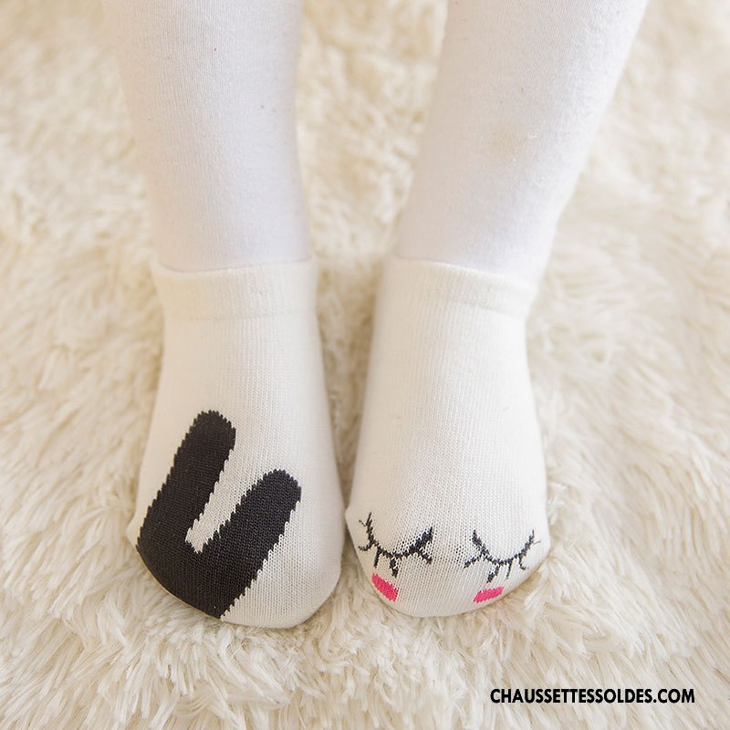 Chaussette Basse Garçon Femme Bébé Asymétrie Antidérapant Boite Cadeau Coton Bio Blanc