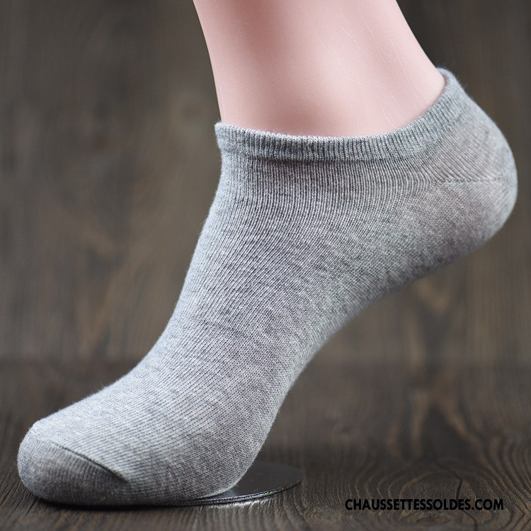 Chaussette Basse Homme 100% Coton Chaussette Basse Coupée Courte Casual Absorber La Sueur Été Pure Noir Clair