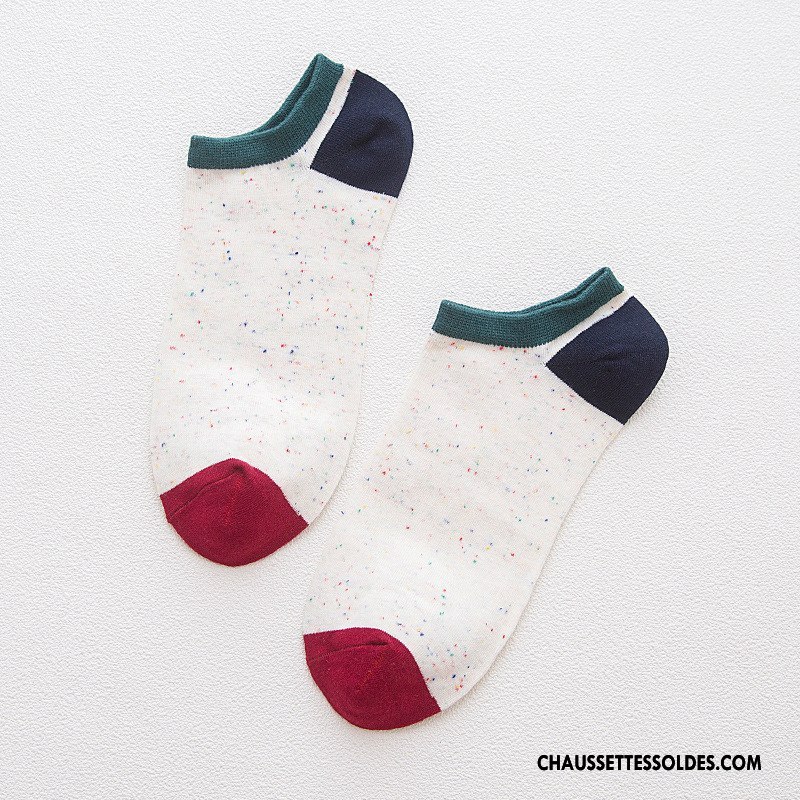 Chaussette Basse Homme 100% Coton Chaussettes En Coton Chaussette Courte Printemps Yarn Été Coloré Blanc