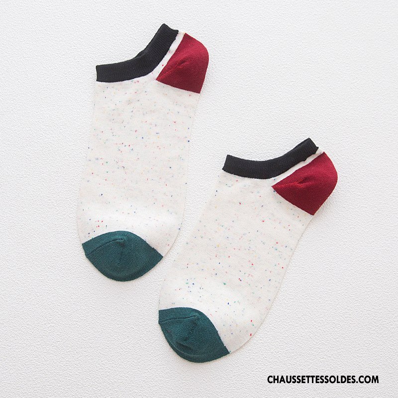 Chaussette Basse Homme 100% Coton Chaussettes En Coton Chaussette Courte Printemps Yarn Été Coloré Blanc