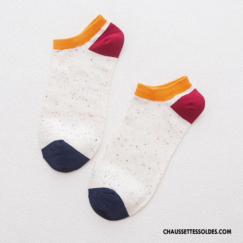 Chaussette Basse Homme 100% Coton Chaussettes En Coton Chaussette Courte Printemps Yarn Été Coloré Blanc