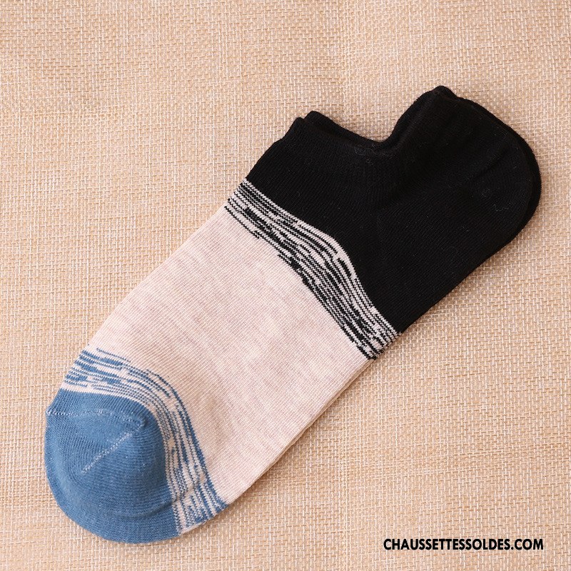 Chaussette Basse Homme 100% Coton Hiver L'automne Le Nouveau Rayé Mouvement Coloré