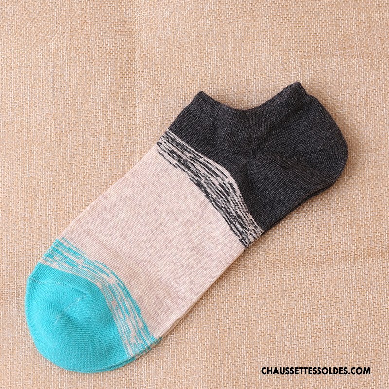 Chaussette Basse Homme 100% Coton Hiver L'automne Le Nouveau Rayé Mouvement Coloré