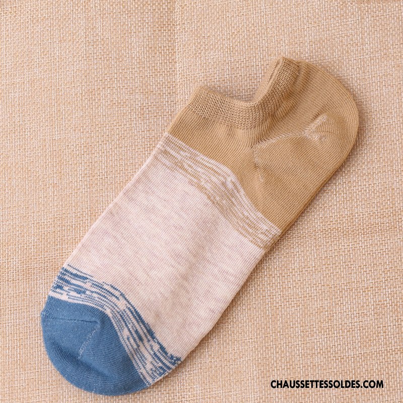 Chaussette Basse Homme 100% Coton Hiver L'automne Le Nouveau Rayé Mouvement Coloré