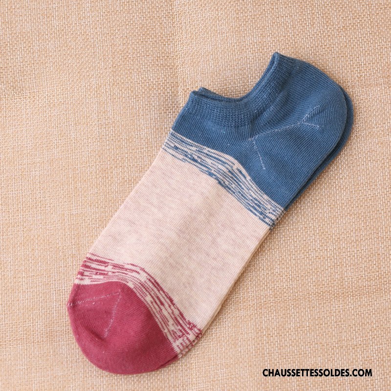 Chaussette Basse Homme 100% Coton Hiver L'automne Le Nouveau Rayé Mouvement Coloré