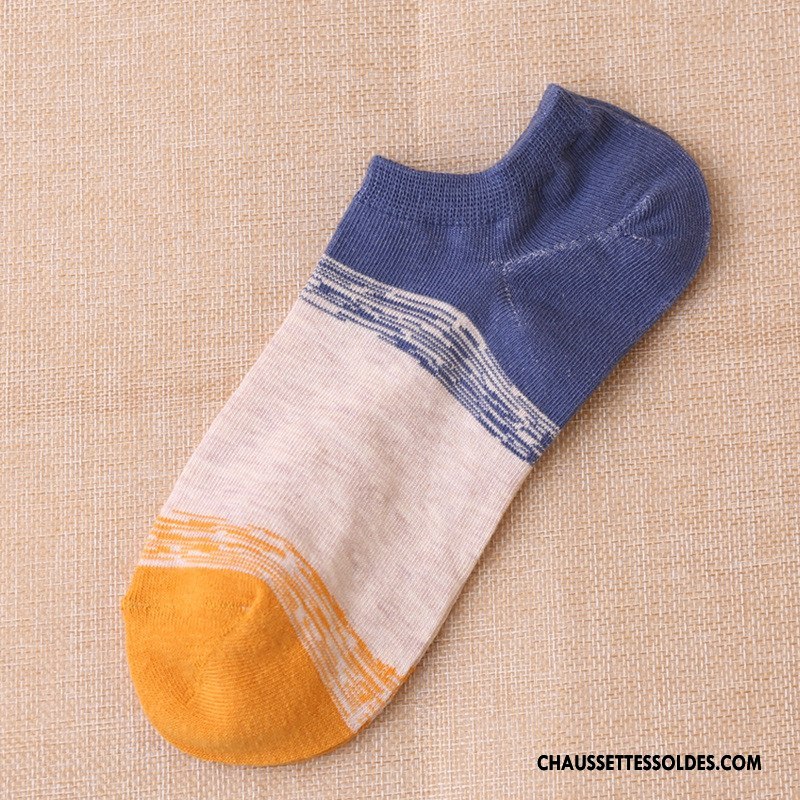 Chaussette Basse Homme 100% Coton Hiver L'automne Le Nouveau Rayé Mouvement Coloré